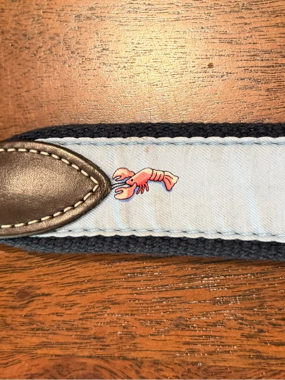 Vineyard Vines Light Blue & Navy Canvas Belt with Silver Buckle lobster design 🦞